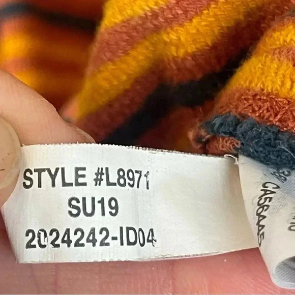 Madewell XS Audio Knot-Front Tank Top Striped Rust Navy Blue Yellow Gold L8971 - Picture 6 of 9